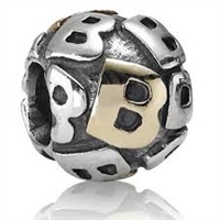 Authentic Pandora Initial Bead-"B" w/14k Gold Accents-RETIRED