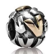 Authentic Pandora Initial Bead-"V" w/14k Gold Accents-RETIRED