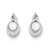 Sterling Silver Pearl & Diamond Post Earrings- June Birthstone