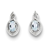 Sterling Silver Aquamarine & Diamond Post Earring- March Birthstone