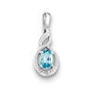 Sterling Silver Blue Topaz & Diamond Pendant-  December Birthstone