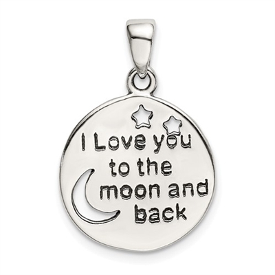 Sterling Silver Pendant- Love You to the Moon & Back