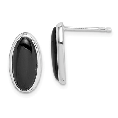 Sterling Silver Post Earrings- Black Onyx Inlay