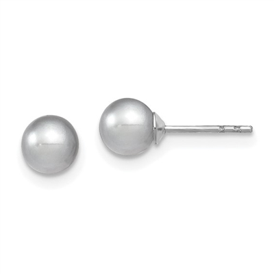 Sterling Silver Post Earrings- Grey Freshwater Pearl