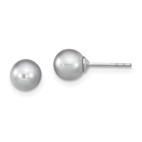 Sterling Silver Post Earrings- Grey Freshwater Pearl