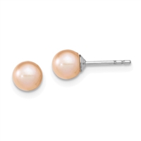 Sterling Silver Post Earrings- Pink Freshwater Pearl