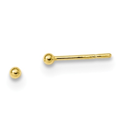 2mm Round Polished Ball Post Earrings-14k over Sterling Silver