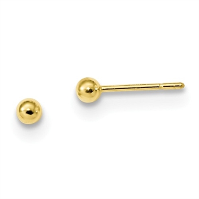 3mm Round Polished Ball Post Earrings-14k over Sterling Silver