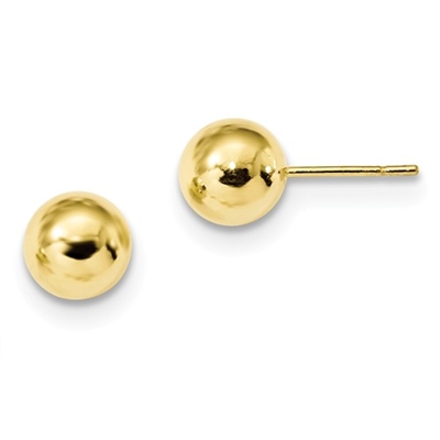 8mm Round Polished Ball Post Earrings-14k over Sterling Silver