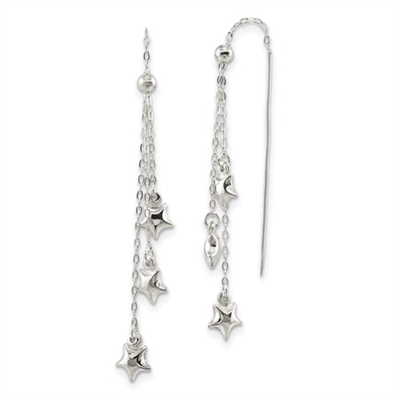 Sterling Silver Threader Earrings- Star