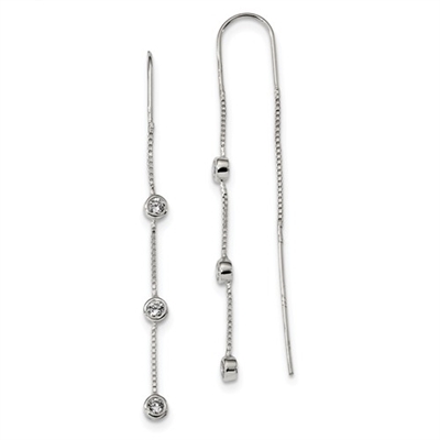 Sterling Silver Threader Earrings- Cubic Zirconia