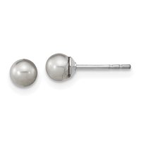 Sterling Silver Post Earrings- Grey Freshwater Pearl