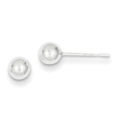 5mm Round Polished Ball Post Earrings-Sterling SIlver