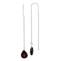 Sterling Silver Threader Earring- Black Quartz