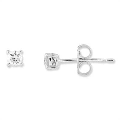3mm Round CZ Post Earrings-Sterling SIlver