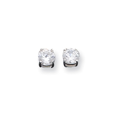 6mm Round CZ Post Earrings-Sterling SIlver