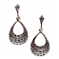 Sterling Silver Marcasite Post Dangle Earrings