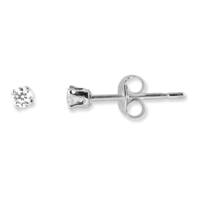 2mm Round CZ Post Earrings-Sterling SIlver