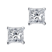 7mm Princess (square) CZ Post Earring-Sterling Silver