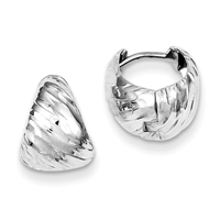 Sterling Silver Rhodium-plated Textured Hoop Earring