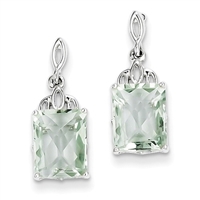 Sterling Silver Post Dangle Earring- Green Amethyst