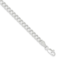 4.2mm Double Link Charm Bracelet-Sterling Silver-7"