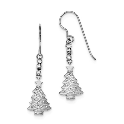 Sterling Silver Dangle Earring- Christmas Tree