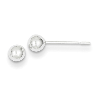 4mm Round Polished Ball Post Earrings-Sterling SIlver