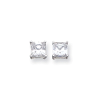 6mm Princess (square) CZ Post Earrings-Sterling SIlver
