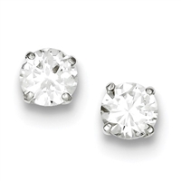 7mm Round CZ Post Earrings-Sterling SIlver