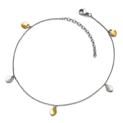 Stainless Steel Polished Yellow IP-plated Hearts