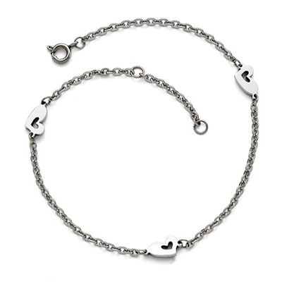 Stainless Steel Polished Heart Anklet