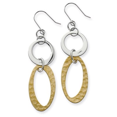 Stainless Steel Yellow IP-plated Circles Link Earrings