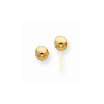 14K Yellow Gold 6mm Polished Ball Post Earring