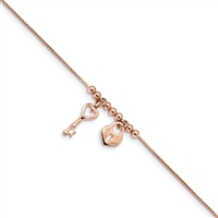 Sterling Silver with Rose Gold Plating Lock & Key Anklet