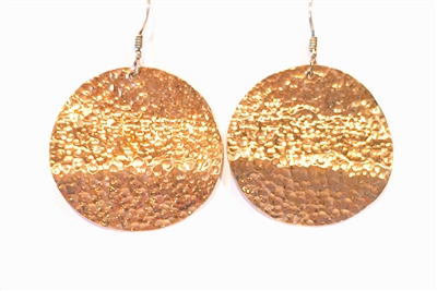 Copper Hammered Disc Earrings
