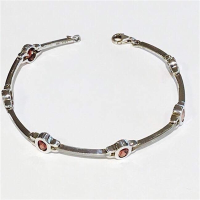 Sterling Silver Bracelet- Garnet