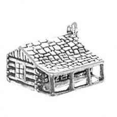 Sterling Silver Charm-Log Cabin