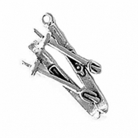 Sterling Silver Charm-Skis with Poles