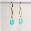 Gold Filled Drop  Link Earrings- Turquoise