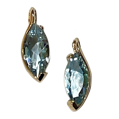 14k Gold Post Earrings-  Aquamarine