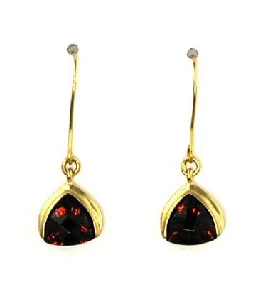14k Gold Dangle Earrings- Garnet