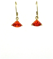 14k Gold Leverback Earrings-Lab-Created Orange Sapphire