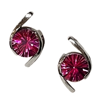 14k White Gold Post Earrings- Lab-Created Pink Sapphire