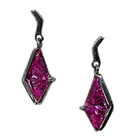 Sterling Silver Post Dangle Earrings-  Lab-Created Pink Sapphire