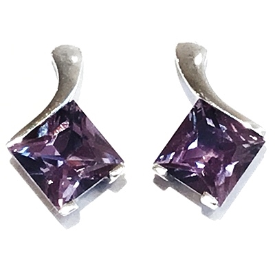 Sterling Silver Post Earrings- Lab Created Alexandrite