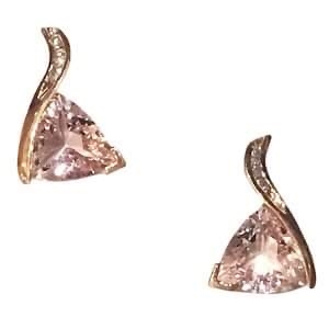 14k Rose Gold Morganite & Diamond Post Earrings