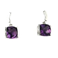 Sterling Silver Post Dangle Earrings- Amethyst