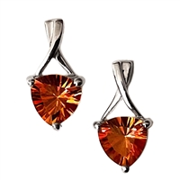 14k White Gold Post Earrings- Orange Topaz