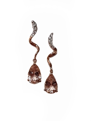14k Rose Gold Morganite & Diamond Post Earrings